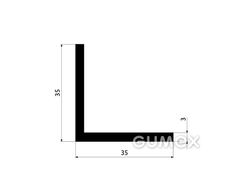 "L" Gummiprofil, 35x35/3mm, 70°ShA, EPDM, -40°C/+100°C, schwarz, 